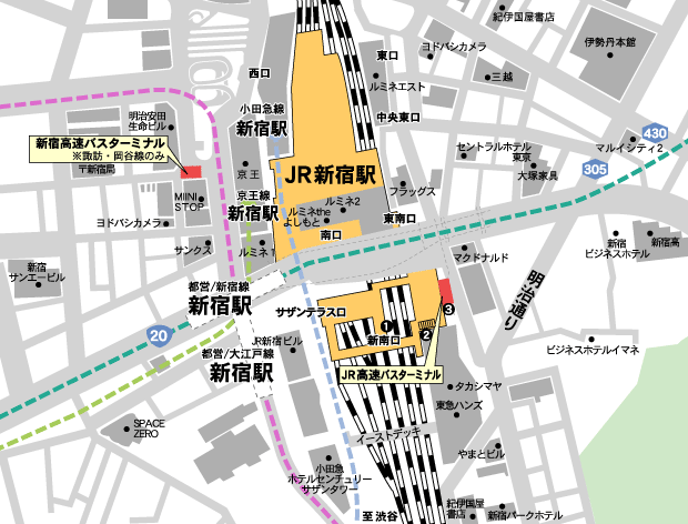 JR新宿駅全体地図 JR新宿駅全体地図
